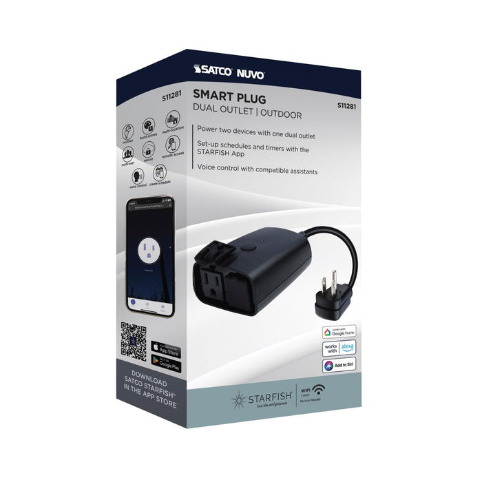 SATCO/NUVO Starfish Smart Outdoor Dual Plug-In Outlet 15 Amps 1875W 125V (S11281)