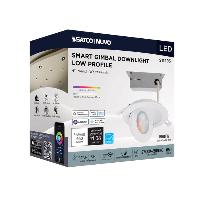 SATCO/NUVO 9W LED Gimbaled Downlight 4 Inch RGB And Tunable White Round Starfish IOT White Finish 650Lm 120-277V (S11293)