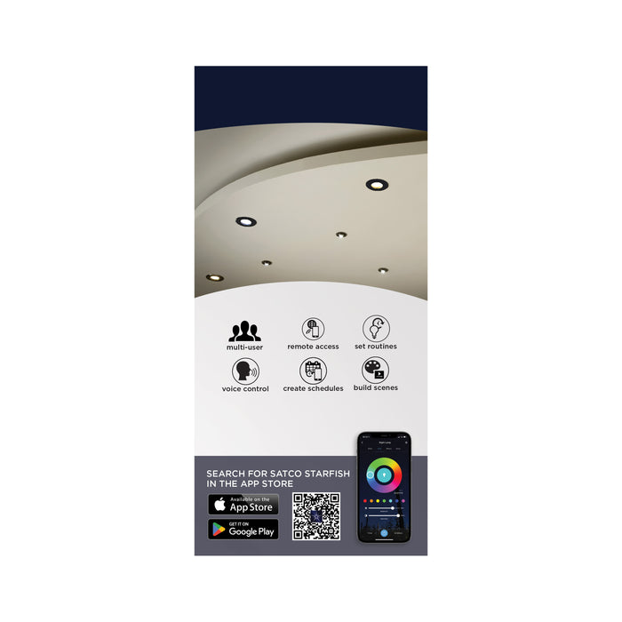 SATCO/NUVO 15W LED Gimbaled Downlight 6 Inch RGB And Tunable White Round Starfish IOT Black Finish 1200Lm 120-277V (S11296)