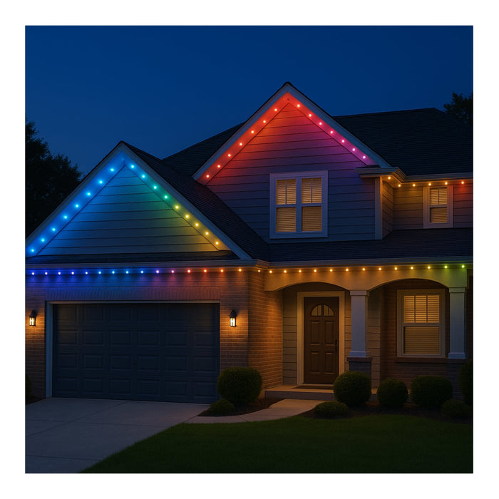 SATCO/NUVO Starfish Smart LED Eave Light Kit 50 Foot 24W 120V RGBTW With Light Strands-Driver-Controller/Receiver-IR Remote-Mounting Accessories (S11297)