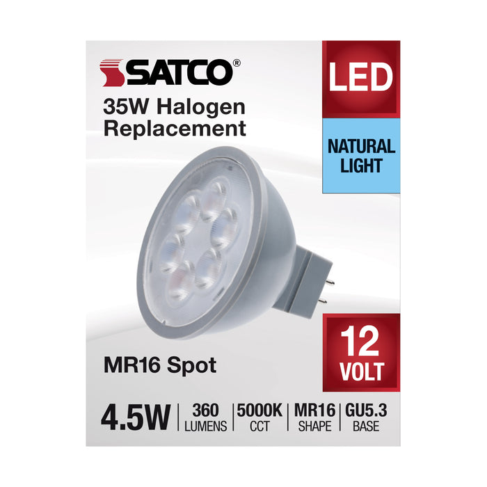 SATCO/NUVO 4.5W MR16 LED Silver Finish 5000K GU5.3 Base 360Lm 12V (S11390)