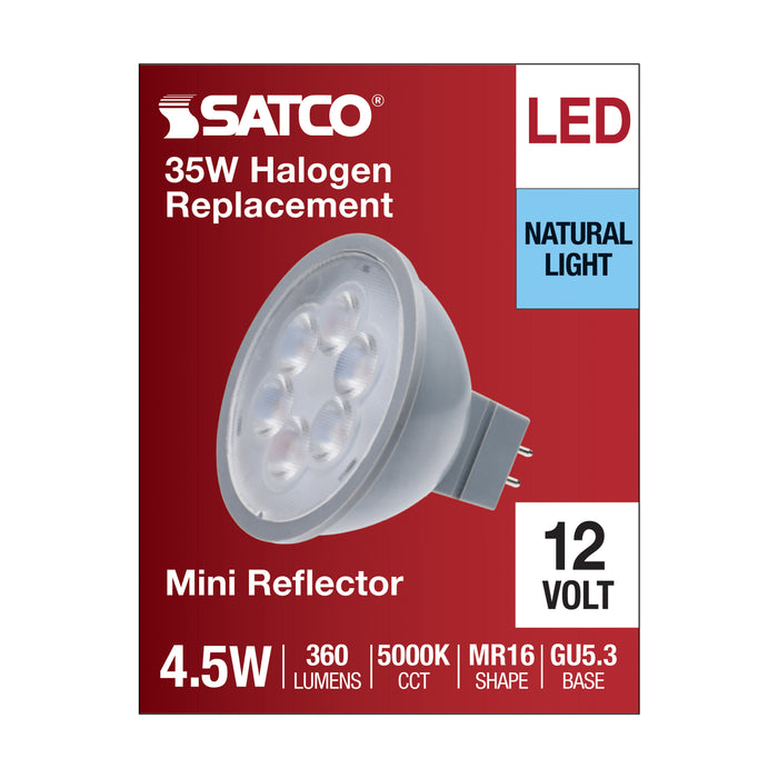 SATCO/NUVO 4.5W MR16 LED Silver Finish 5000K GU5.3 Base 360Lm 12V (S11390)