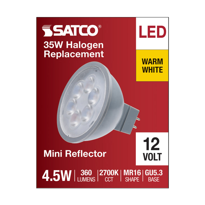 SATCO/NUVO 4.5W MR16 LED Silver Finish 2700K GU5.3 Base 360Lm 12V (S11391)