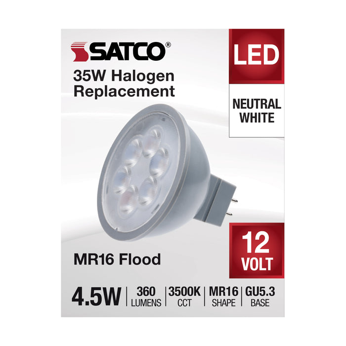 SATCO/NUVO 4.5W MR16 LED Silver Finish 3500K GU5.3 Base 360Lm 12V (S11393)