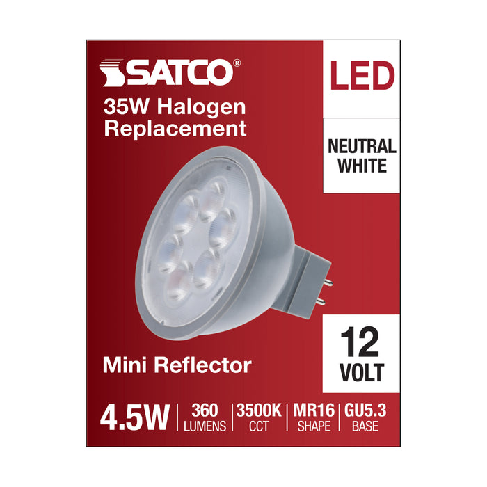 SATCO/NUVO 4.5W MR16 LED Silver Finish 3500K GU5.3 Base 360Lm 12V (S11393)