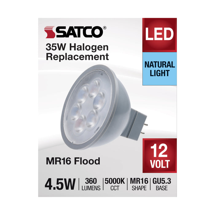 SATCO/NUVO 4.5W MR16 LED Silver Finish 5000K GU5.3 Base 360Lm 12V (S11395)