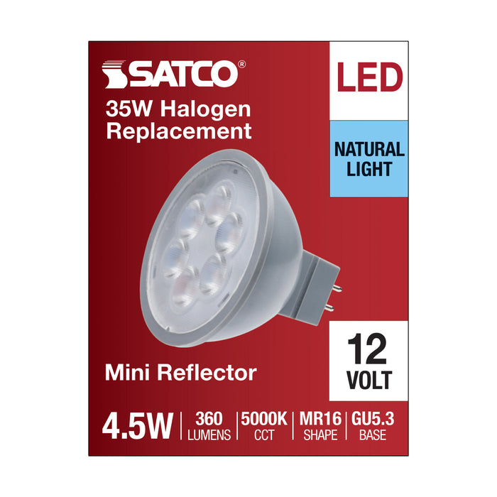 SATCO/NUVO 4.5W MR16 LED Silver Finish 5000K GU5.3 Base 360Lm 12V (S11395)