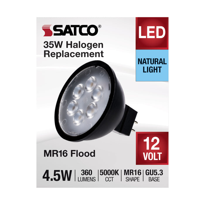 SATCO/NUVO 4.5W MR16 LED Black Finish 5000K GU5.3 Base 360Lm 12V (S11397)