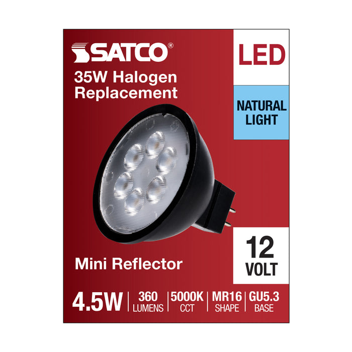 SATCO/NUVO 4.5W MR16 LED Black Finish 5000K GU5.3 Base 360Lm 12V (S11397)