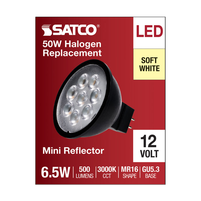 SATCO/NUVO 6.5W MR16 LED Black Finish 3000K GU5.3 Base 500Lm 12V (S11398)