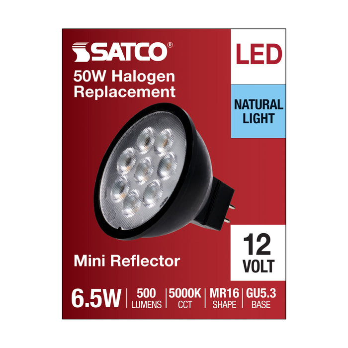 SATCO/NUVO 6.5W MR16 LED Black Finish 5000K GU5.3 Base 500Lm 12V (S11399)