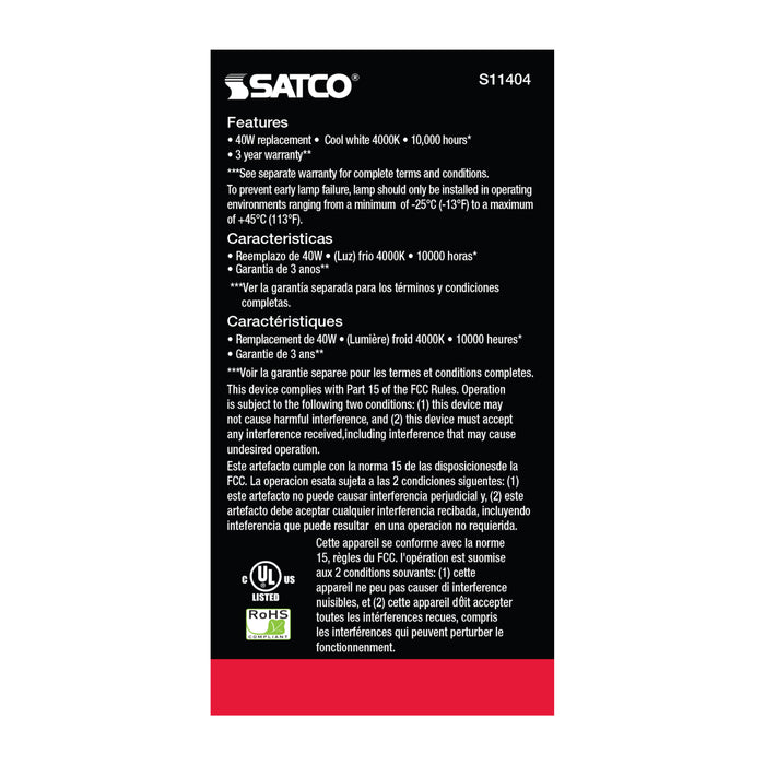 SATCO/NUVO 5.8W A19 LED 4000K Medium Base 220 Degree Beam Spread120V (S11404)