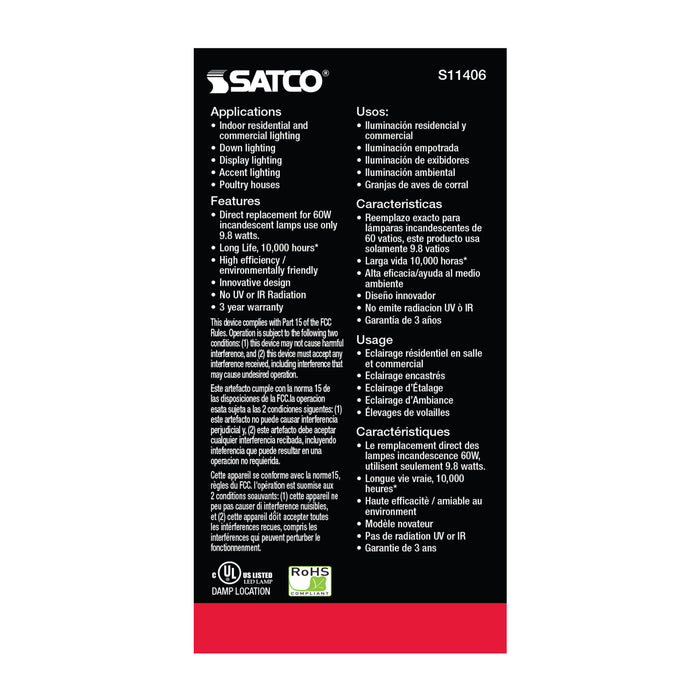 SATCO/NUVO 9.8W A19 LED 2700K Medium Base 220 Degree Beam Spread120V (S11406)