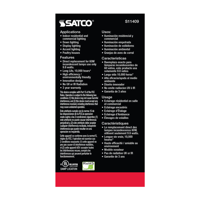 SATCO/NUVO 9.8W A19 LED 5000K Medium Base 220 Degree Beam Spread120V (S11409)