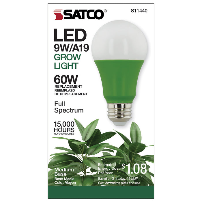 SATCO/NUVO 9W A19 LED Full Spectrum Plant Grow Lamp Medium Base 120V (S11440)