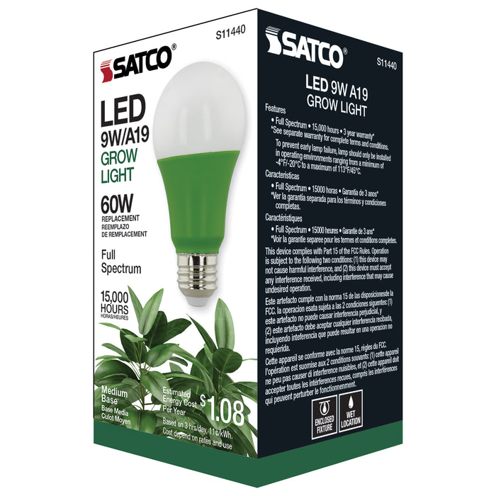 SATCO/NUVO 9W A19 LED Full Spectrum Plant Grow Lamp Medium Base 120V (S11440)