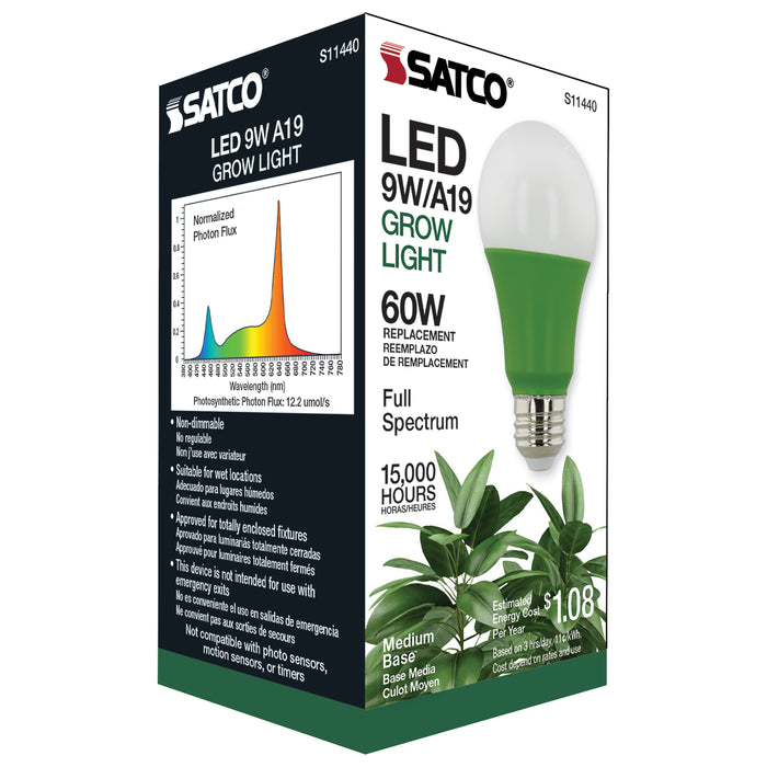 SATCO/NUVO 9W A19 LED Full Spectrum Plant Grow Lamp Medium Base 120V (S11440)