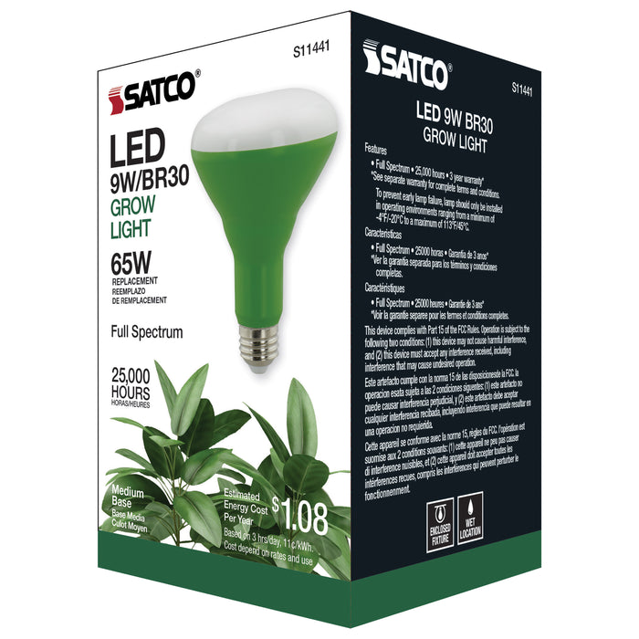 SATCO/NUVO 9W BR30 LED Full Spectrum Plant Grow Lamp Medium Base 120V (S11441)