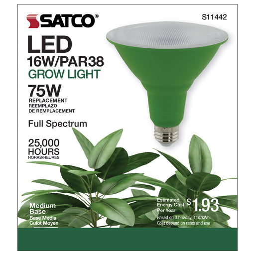 SATCO/NUVO 16W PAR38 LED Full Spectrum Plant Grow Lamp Medium Base 120V (S11442)