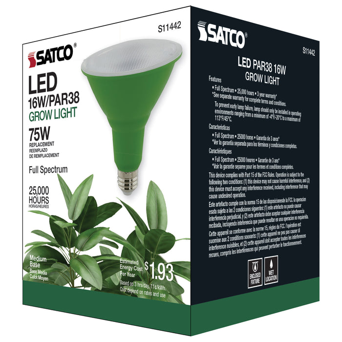 SATCO/NUVO 16W PAR38 LED Full Spectrum Plant Grow Lamp Medium Base 120V (S11442)