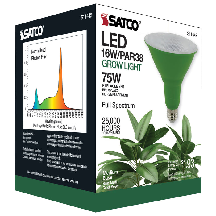 SATCO/NUVO 16W PAR38 LED Full Spectrum Plant Grow Lamp Medium Base 120V (S11442)