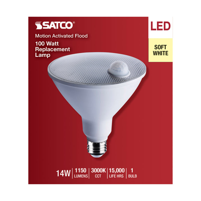 SATCO/NUVO 14W PAR38 LED White 3000K 1100Lm 120V PIR Sensor Non-Dimmable (S11443)