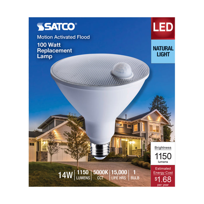 SATCO/NUVO 14W PAR38 LED White 5000K 1100Lm 120V PIR Sensor Non-Dimmable (S11444)