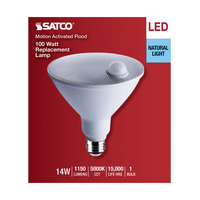SATCO/NUVO 14W PAR38 LED White 5000K 1100Lm 120V PIR Sensor Non-Dimmable (S11444)