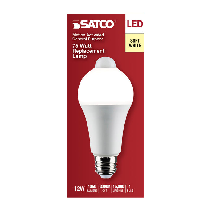 SATCO/NUVO 12W A19 LED White 3000K 1050Lm 120V PIR Sensor Non-Dimmable (S11445)