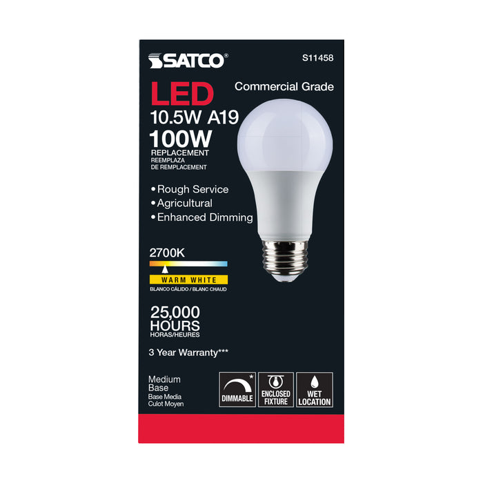 SATCO/NUVO 10.5W A19 LED Dimmable Agriculture Bulb 2700K 120V Medium E26 Base (S11458)