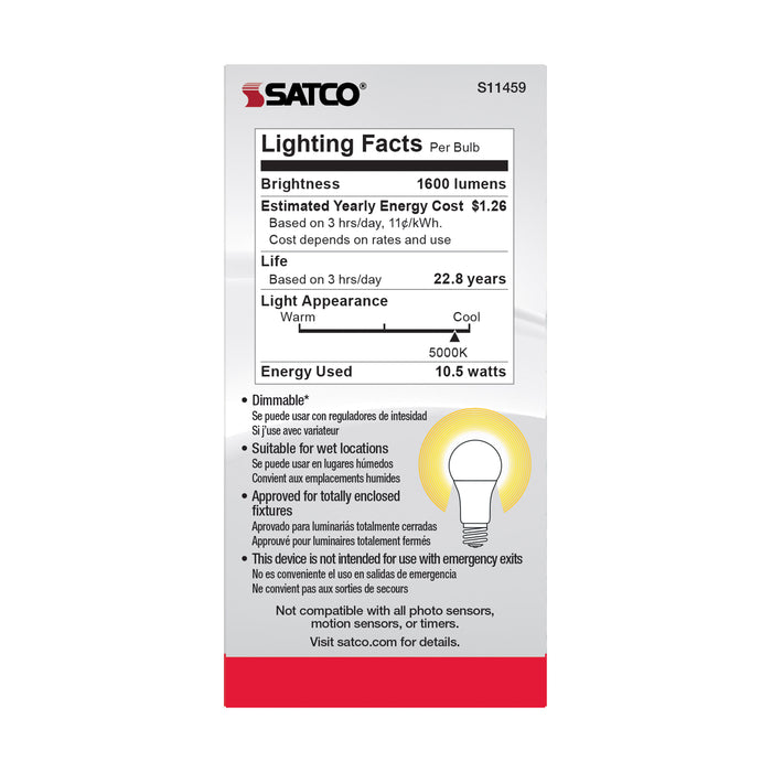 SATCO/NUVO 10.5W A19 LED Dimmable Agriculture Bulb 5000K 120V Medium E26 Base (S11459)