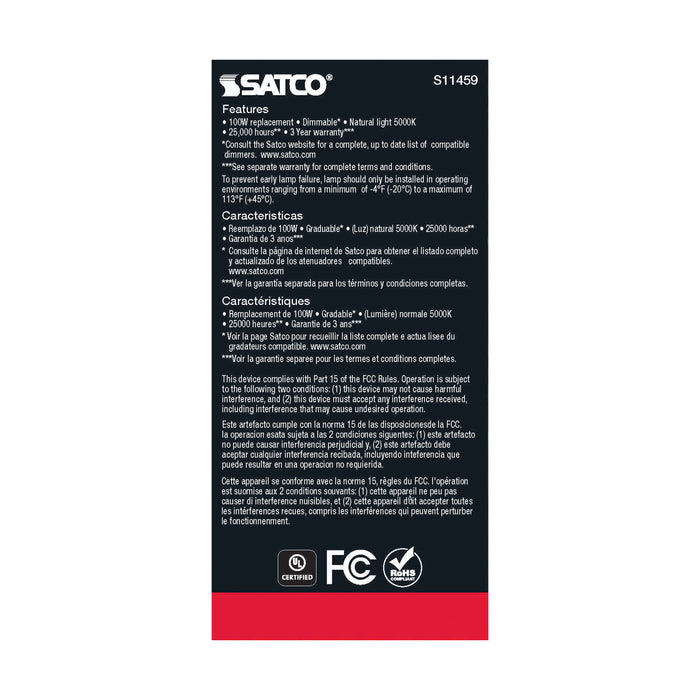 SATCO/NUVO 10.5W A19 LED Dimmable Agriculture Bulb 5000K 120V Medium E26 Base (S11459)