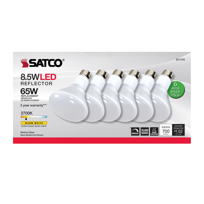 SATCO/NUVO 8.5W BR30 LED 2700K 80 CRI Medium Base 120V Dimmable 6-Pack (S11470)