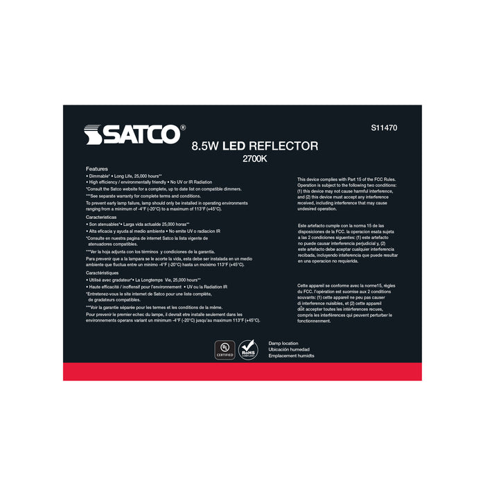 SATCO/NUVO 8.5W BR30 LED 2700K 80 CRI Medium Base 120V Dimmable 6-Pack (S11470)