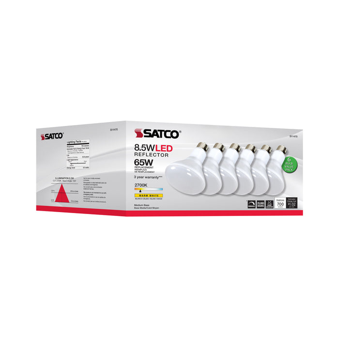 SATCO/NUVO 8.5W BR30 LED 2700K 80 CRI Medium Base 120V Dimmable 6-Pack (S11470)