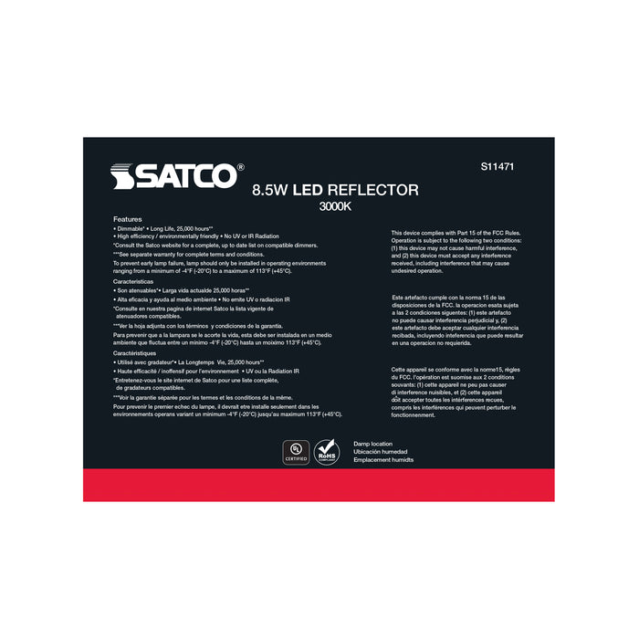 SATCO/NUVO 8.5W BR30 LED 3000K 80 CRI Medium Base 120V Dimmable 6-Pack (S11471)