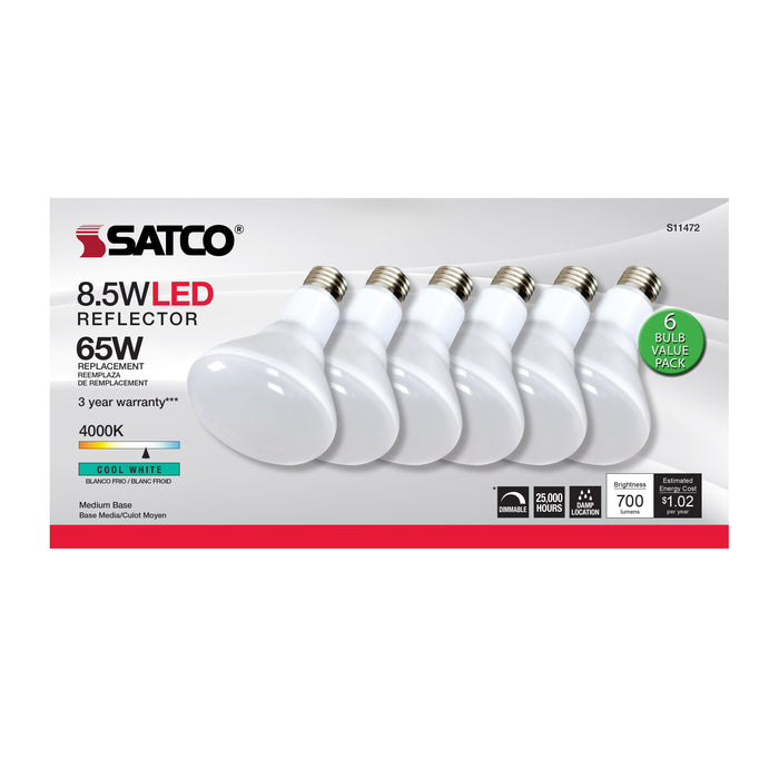 SATCO/NUVO 8.5W BR30 LED 4000K 80 CRI Medium Base 120V Dimmable 6-Pack (S11472)