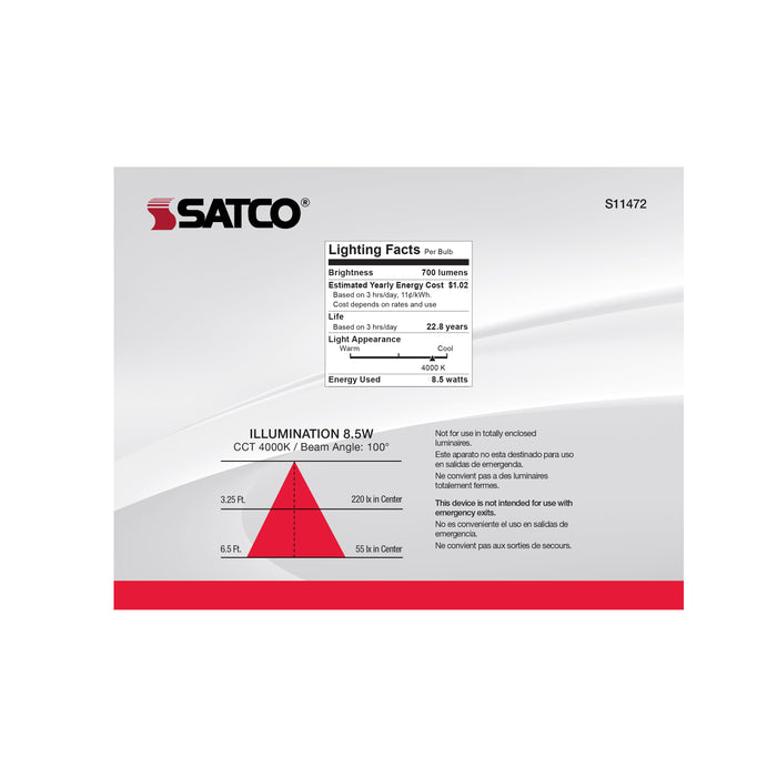 SATCO/NUVO 8.5W BR30 LED 4000K 80 CRI Medium Base 120V Dimmable 6-Pack (S11472)