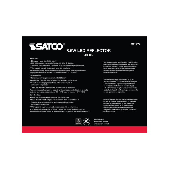 SATCO/NUVO 8.5W BR30 LED 4000K 80 CRI Medium Base 120V Dimmable 6-Pack (S11472)