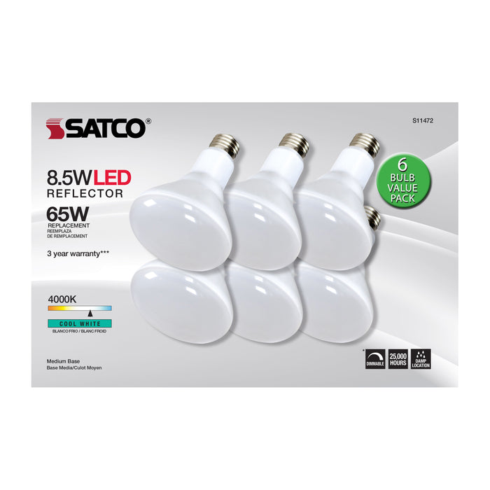 SATCO/NUVO 8.5W BR30 LED 4000K 80 CRI Medium Base 120V Dimmable 6-Pack (S11472)