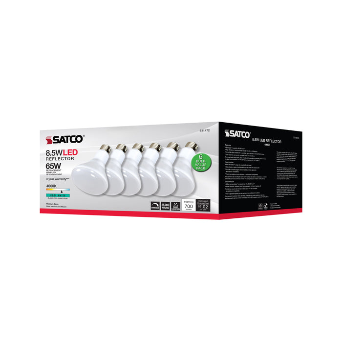 SATCO/NUVO 8.5W BR30 LED 4000K 80 CRI Medium Base 120V Dimmable 6-Pack (S11472)