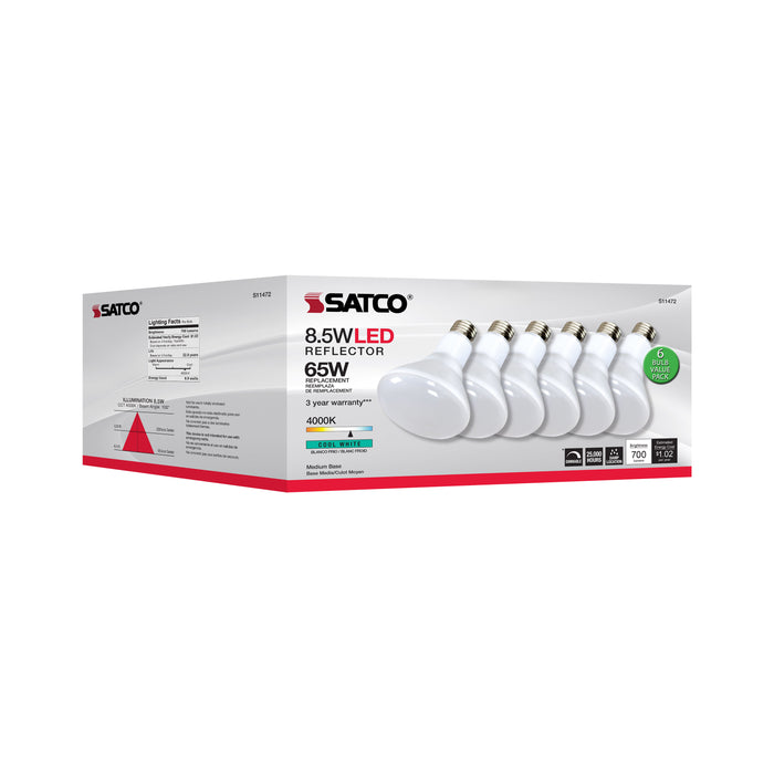 SATCO/NUVO 8.5W BR30 LED 4000K 80 CRI Medium Base 120V Dimmable 6-Pack (S11472)