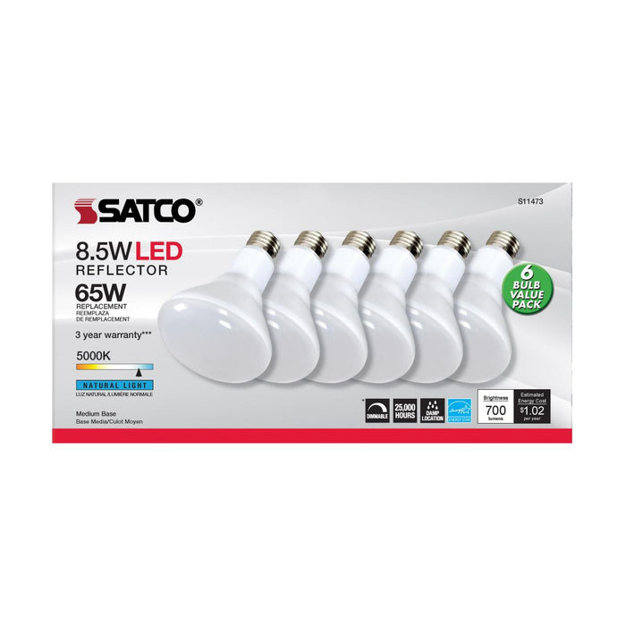 SATCO/NUVO 8.5W BR30 LED 5000K 80 CRI Medium Base 120V Dimmable 6-Pack (S11473)
