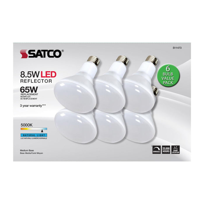 SATCO/NUVO 8.5W BR30 LED 5000K 80 CRI Medium Base 120V Dimmable 6-Pack (S11473)
