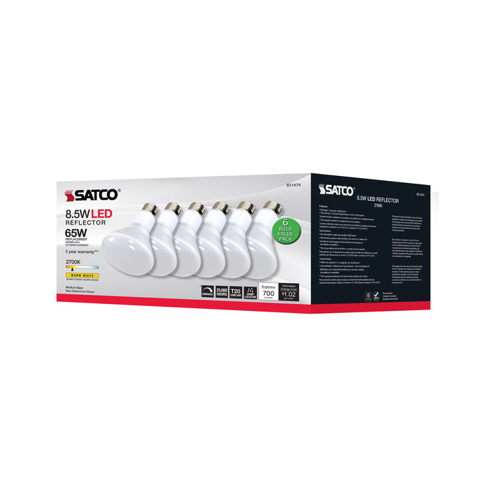 SATCO/NUVO 8.5W BR30 LED 2700K 90 CRI Medium Base 120V Dimmable 6-Pack (S11474)