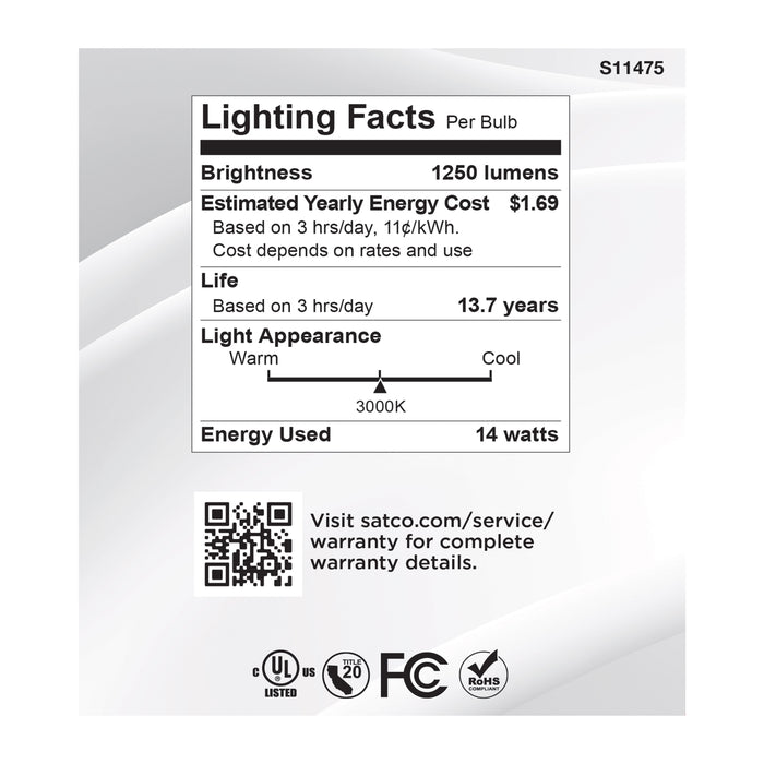 SATCO/NUVO 14W LED Dusk To Dawn LED PAR38 Lamp 3000K 1250Lm 120V 40 Degree Beam Angle E26 Base Non-Dimmable White (S11475)
