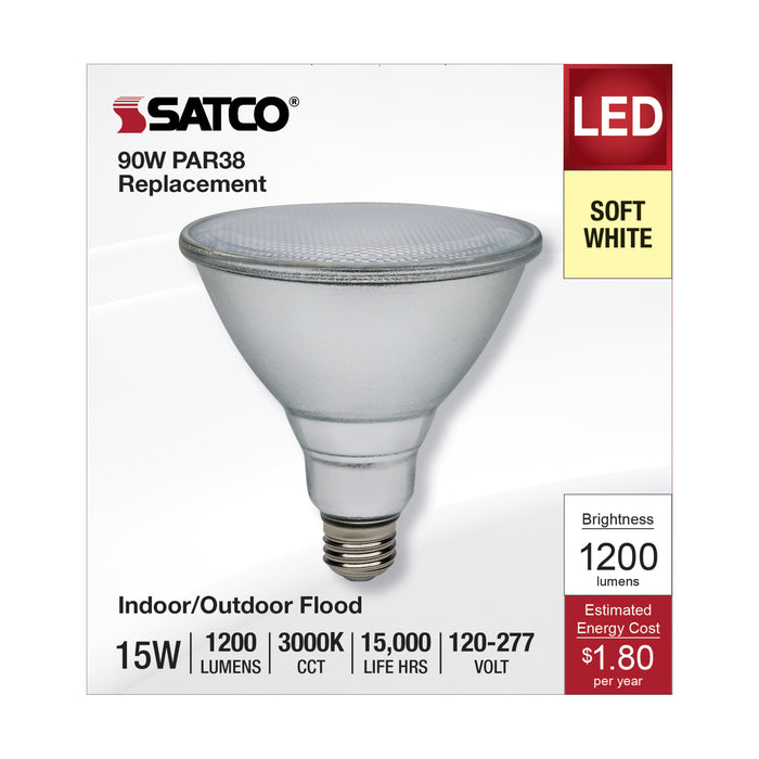 SATCO/NUVO 15W PAR38 LED 3000K Medium Base 120-277V 90 CRI (S11486)