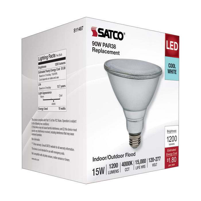 SATCO/NUVO 15W PAR38 LED 4000K Medium Base 120-277V 90 CRI (S11487)