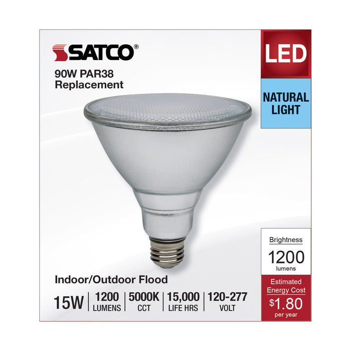 SATCO/NUVO 15W PAR38 LED 5000K Medium Base 120-277V 90 CRI (S11488)