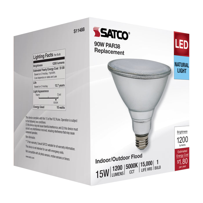 SATCO/NUVO 15W PAR38 LED 5000K Medium Base 120-277V 90 CRI (S11488)